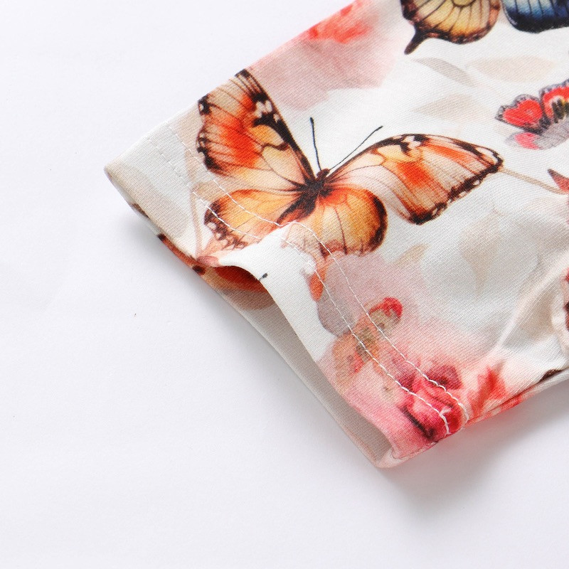 Butterfly Design Organic Cotton Girls Twirl Dress 2Y-10Y short sleeve 
